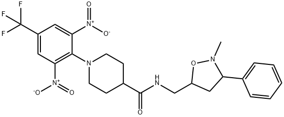 1-[2,6-DINITRO-4-(TRIFLUOROMETHYL)PHENYL]-N-[(2-METHYL-3-PHENYLTETRAHYDRO-5-ISOXAZOLYL)METHYL]-4-PIPERIDINECARBOXAMIDE Struktur