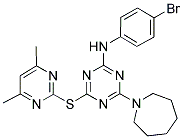 4-(AZEPAN-1-YL)-N-(4-BROMOPHENYL)-6-(4,6-DIMETHYLPYRIMIDIN-2-YLTHIO)-1,3,5-TRIAZIN-2-AMINE Struktur