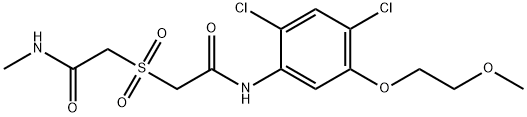 2-((2-[2,4-DICHLORO-5-(2-METHOXYETHOXY)ANILINO]-2-OXOETHYL)SULFONYL)-N-METHYLACETAMIDE Struktur