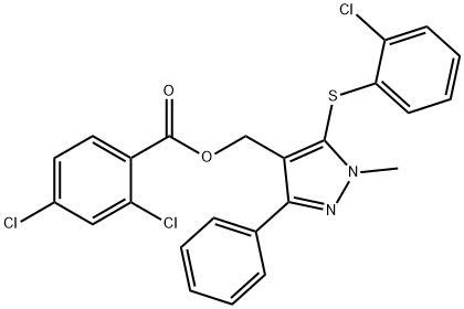 (5-[(2-CHLOROPHENYL)SULFANYL]-1-METHYL-3-PHENYL-1H-PYRAZOL-4-YL)METHYL 2,4-DICHLOROBENZENECARBOXYLATE Struktur