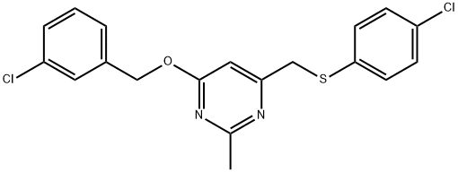 3-CHLOROBENZYL 6-([(4-CHLOROPHENYL)SULFANYL]METHYL)-2-METHYL-4-PYRIMIDINYL ETHER Struktur