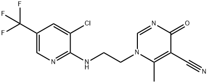 1-(2-([3-CHLORO-5-(TRIFLUOROMETHYL)-2-PYRIDINYL]AMINO)ETHYL)-6-METHYL-4-OXO-1,4-DIHYDRO-5-PYRIMIDINECARBONITRILE Struktur