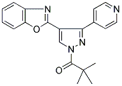 4-(BENZOXAZOL-2-YL)-3-(PYRIDIN-4-YL)-1-(TERT-BUTYLCARBONYL)PYRAZOLE Struktur