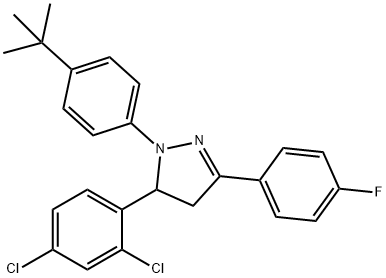 1-[4-(TERT-BUTYL)PHENYL]-5-(2,4-DICHLOROPHENYL)-3-(4-FLUOROPHENYL)-4,5-DIHYDRO-1H-PYRAZOLE Struktur