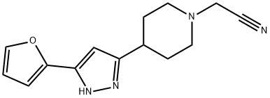 2-(4-[5-(2-FURYL)-1H-PYRAZOL-3-YL]PIPERIDINO)ACETONITRILE Struktur