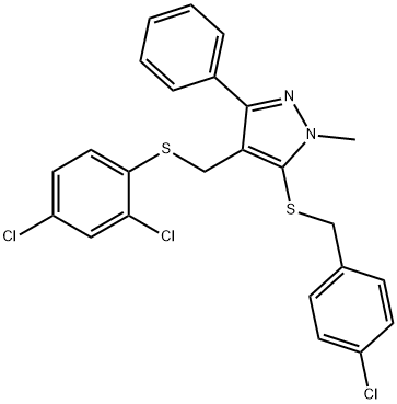 4-CHLOROBENZYL 4-([(2,4-DICHLOROPHENYL)SULFANYL]METHYL)-1-METHYL-3-PHENYL-1H-PYRAZOL-5-YL SULFIDE Struktur