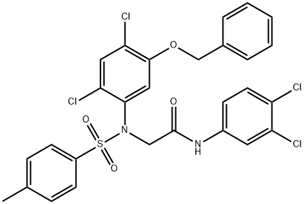 2-(5-(BENZYLOXY)-2,4-DICHLORO[(4-METHYLPHENYL)SULFONYL]ANILINO)-N-(3,4-DICHLOROPHENYL)ACETAMIDE Struktur