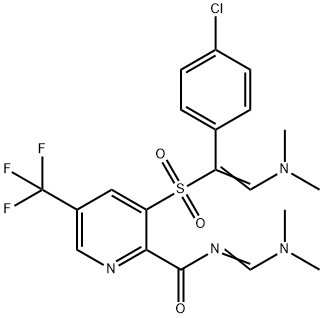 3-([1-(4-CHLOROPHENYL)-2-(DIMETHYLAMINO)VINYL]SULFONYL)-N-[(DIMETHYLAMINO)METHYLENE]-5-(TRIFLUOROMETHYL)-2-PYRIDINECARBOXAMIDE Struktur