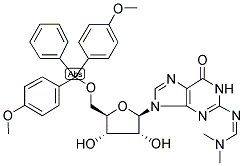 N2-(DIMETHYLAMINO)METHYLENE)-5'-O-(DIMETHOXYTRITYL)-GUANOSINE Struktur