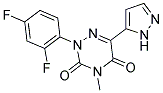 2-(2,4-DIFLUOROPHENYL)-4-METHYL-6-(1H-PYRAZOL-5-YL)-1,2,4-TRIAZINE-3,5(2H,4H)-DIONE Struktur