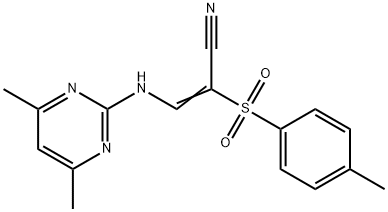 3-((4,6-DIMETHYLPYRIMIDIN-2-YL)AMINO)-2-((4-METHYLPHENYL)SULFONYL)PROP-2-ENENITRILE Struktur