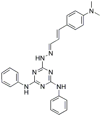 6-((E)-2-((E)-3-(4-(DIMETHYLAMINO)PHENYL)ALLYLIDENE)HYDRAZINYL)-N2,N4-DIPHENYL-1,3,5-TRIAZINE-2,4-DIAMINE