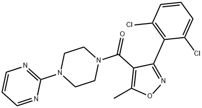 3-(2,6-DICHLOROPHENYL)-5-METHYLISOXAZOL-4-YL 4-PYRIMIDIN-2-YLPIPERAZINYL KETONE Struktur