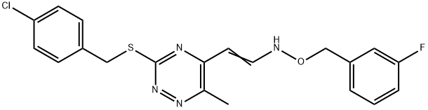 3-[(4-CHLOROBENZYL)SULFANYL]-5-(2-([(3-FLUOROBENZYL)OXY]AMINO)VINYL)-6-METHYL-1,2,4-TRIAZINE Struktur