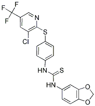 (BENZO[3,4-D]1,3-DIOXOLEN-5-YLAMINO)((4-(3-CHLORO-5-(TRIFLUOROMETHYL)(2-PYRIDYLTHIO))PHENYL)AMINO)METHANE-1-THIONE Struktur