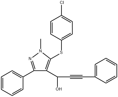 1-(5-[(4-CHLOROPHENYL)SULFANYL]-1-METHYL-3-PHENYL-1H-PYRAZOL-4-YL)-3-PHENYL-2-PROPYN-1-OL Struktur