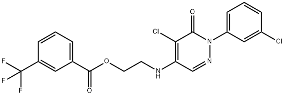 2-([5-CHLORO-1-(3-CHLOROPHENYL)-6-OXO-1,6-DIHYDRO-4-PYRIDAZINYL]AMINO)ETHYL 3-(TRIFLUOROMETHYL)BENZENECARBOXYLATE Struktur