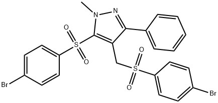 4-BROMOPHENYL 4-([(4-BROMOPHENYL)SULFONYL]METHYL)-1-METHYL-3-PHENYL-1H-PYRAZOL-5-YL SULFONE Struktur