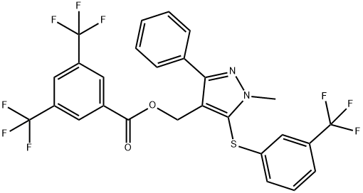 (1-METHYL-3-PHENYL-5-([3-(TRIFLUOROMETHYL)PHENYL]SULFANYL)-1H-PYRAZOL-4-YL)METHYL 3,5-BIS(TRIFLUOROMETHYL)BENZENECARBOXYLATE Struktur