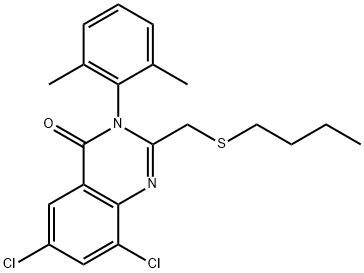 2-[(BUTYLSULFANYL)METHYL]-6,8-DICHLORO-3-(2,6-DIMETHYLPHENYL)-4(3H)-QUINAZOLINONE Struktur