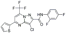 3-CHLORO-N-(2,4-DIFLUOROPHENYL)-5-THIEN-2-YL-7-(TRIFLUOROMETHYL)PYRAZOLO[1,5-A]PYRIMIDINE-2-CARBOXAMIDE Struktur