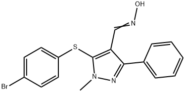 5-[(4-BROMOPHENYL)SULFANYL]-1-METHYL-3-PHENYL-1H-PYRAZOLE-4-CARBALDEHYDE OXIME Struktur