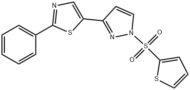 2-PHENYL-5-[1-(2-THIENYLSULFONYL)-1H-PYRAZOL-3-YL]-1,3-THIAZOLE Struktur