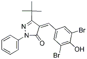 4-((3,5-DIBROMO-4-HYDROXYPHENYL)METHYLENE)-3-(TERT-BUTYL)-1-PHENYL-2-PYRAZOLIN-5-ONE Struktur