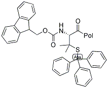 FMOC-BETA,BETA-DIMETHYL-CYS(TRT)-P-ALKOXYBENZYL ALCOHOL RESIN Struktur