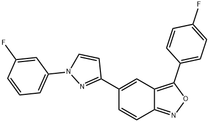 3-(4-FLUOROPHENYL)-5-[1-(3-FLUOROPHENYL)-1H-PYRAZOL-3-YL]-2,1-BENZISOXAZOLE Struktur