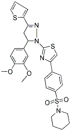 2-(5-(3,4-DIMETHOXYPHENYL)-3-(THIOPHEN-2-YL)-4,5-DIHYDROPYRAZOL-1-YL)-4-(4-(PIPERIDIN-1-YLSULFONYL)PHENYL)THIAZOLE Struktur