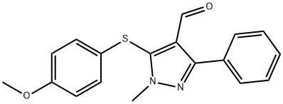 5-[(4-METHOXYPHENYL)SULFANYL]-1-METHYL-3-PHENYL-1H-PYRAZOLE-4-CARBALDEHYDE Struktur