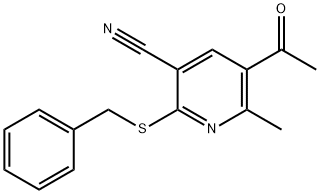 5-ACETYL-2-(BENZYLSULFANYL)-6-METHYLNICOTINONITRILE Struktur