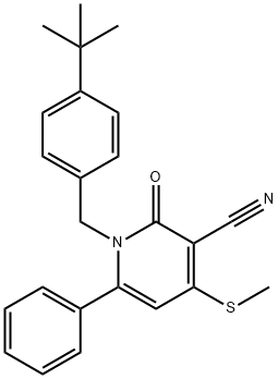 1-[4-(TERT-BUTYL)BENZYL]-4-(METHYLSULFANYL)-2-OXO-6-PHENYL-1,2-DIHYDRO-3-PYRIDINECARBONITRILE Struktur