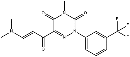 6-[3-(DIMETHYLAMINO)ACRYLOYL]-4-METHYL-2-[3-(TRIFLUOROMETHYL)PHENYL]-1,2,4-TRIAZINE-3,5(2H,4H)-DIONE Struktur