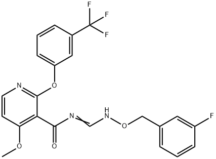 N-(([(3-FLUOROBENZYL)OXY]IMINO)METHYL)-4-METHOXY-2-[3-(TRIFLUOROMETHYL)PHENOXY]NICOTINAMIDE Struktur