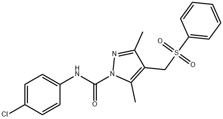 N-(4-CHLOROPHENYL)-3,5-DIMETHYL-4-[(PHENYLSULFONYL)METHYL]-1H-PYRAZOLE-1-CARBOXAMIDE Struktur