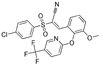 2-((4-CHLOROPHENYL)SULFONYL)-3-(3-METHOXY-2-(5-(TRIFLUOROMETHYL)(2-PYRIDYL)OXY)PHENYL)PROP-2-ENENITRILE Struktur