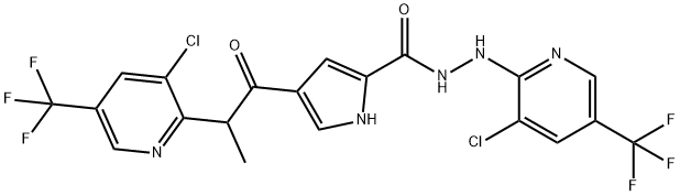 N'-[3-CHLORO-5-(TRIFLUOROMETHYL)-2-PYRIDINYL]-4-(2-[3-CHLORO-5-(TRIFLUOROMETHYL)-2-PYRIDINYL]PROPANOYL)-1H-PYRROLE-2-CARBOHYDRAZIDE Struktur