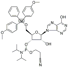 5'-O-(DIMETHOXYTRITYL)-INOSINE-3'-N,N-DIISOPROPYL(CYANOETHYL)PHOSPHORAMIDITE Struktur