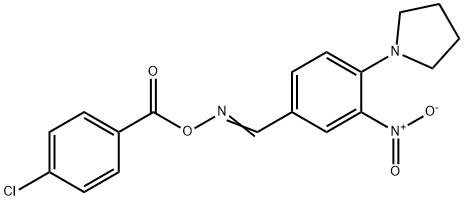 1-[4-(([(4-CHLOROBENZOYL)OXY]IMINO)METHYL)-2-NITROPHENYL]PYRROLIDINE Struktur