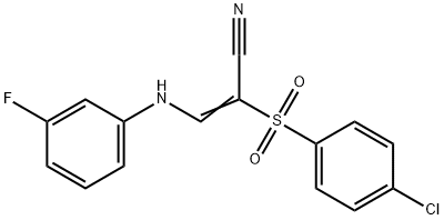 2-((4-CHLOROPHENYL)SULFONYL)-3-((3-FLUOROPHENYL)AMINO)PROP-2-ENENITRILE Struktur