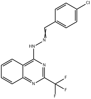 4-CHLOROBENZENECARBALDEHYDE N-[2-(TRIFLUOROMETHYL)-4-QUINAZOLINYL]HYDRAZONE Struktur