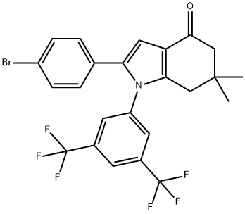 1-(3,5-BIS(TRIFLUOROMETHYL)PHENYL)-2-(4-BROMOPHENYL)-6,6-DIMETHYL-5,6,7-TRIHYDROINDOL-4-ONE Struktur