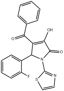 4-BENZOYL-5-(2-FLUOROPHENYL)-3-HYDROXY-1-(1,3-THIAZOL-2-YL)-1,5-DIHYDRO-2H-PYRROL-2-ONE Struktur