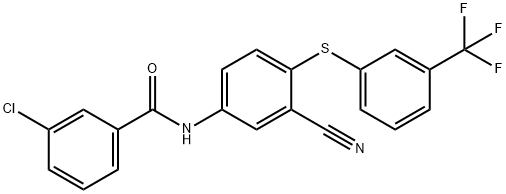 3-CHLORO-N-(3-CYANO-4-([3-(TRIFLUOROMETHYL)PHENYL]SULFANYL)PHENYL)BENZENECARBOXAMIDE Struktur