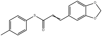 S-(4-METHYLPHENYL) 3-(1,3-BENZODIOXOL-5-YL)-2-PROPENETHIOATE Struktur