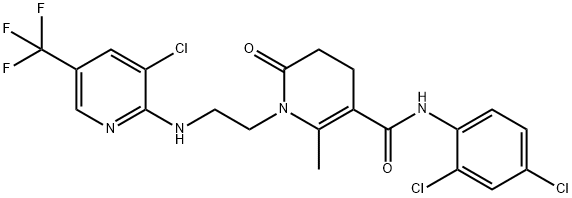 1-(2-([3-CHLORO-5-(TRIFLUOROMETHYL)-2-PYRIDINYL]AMINO)ETHYL)-N-(2,4-DICHLOROPHENYL)-2-METHYL-6-OXO-1,4,5,6-TETRAHYDRO-3-PYRIDINECARBOXAMIDE Struktur