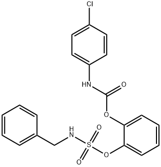 2-([(BENZYLAMINO)SULFONYL]OXY)PHENYL N-(4-CHLOROPHENYL)CARBAMATE Struktur