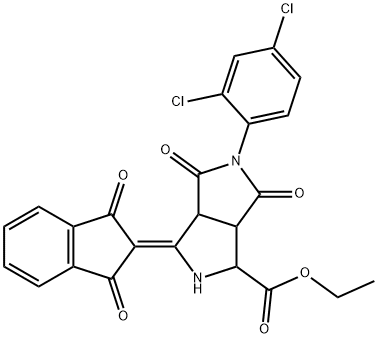 ETHYL 5-(2,4-DICHLOROPHENYL)-3-(1,3-DIOXO-1,3-DIHYDRO-2H-INDEN-2-YLIDEN)-4,6-DIOXOOCTAHYDROPYRROLO[3,4-C]PYRROLE-1-CARBOXYLATE Struktur